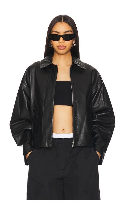 SIMKHAI Everli Cropped Jacket in Black by SIMKHAI