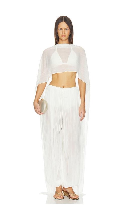 SIMKHAI Genoa Sheer Jersey Cape in Ivory by SIMKHAI