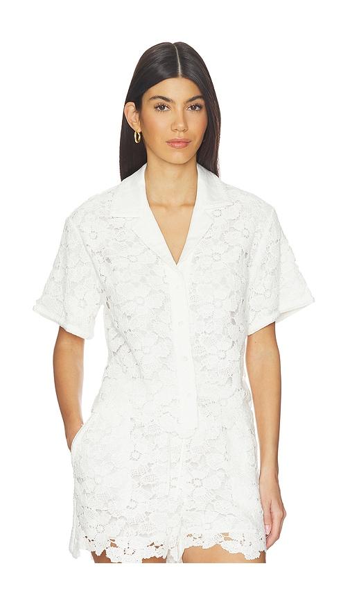 SIMKHAI Glenn Lace Camp Shirt in Ivory by SIMKHAI