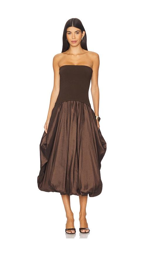 SIMKHAI Izzy Midi Dress in Chocolate by SIMKHAI