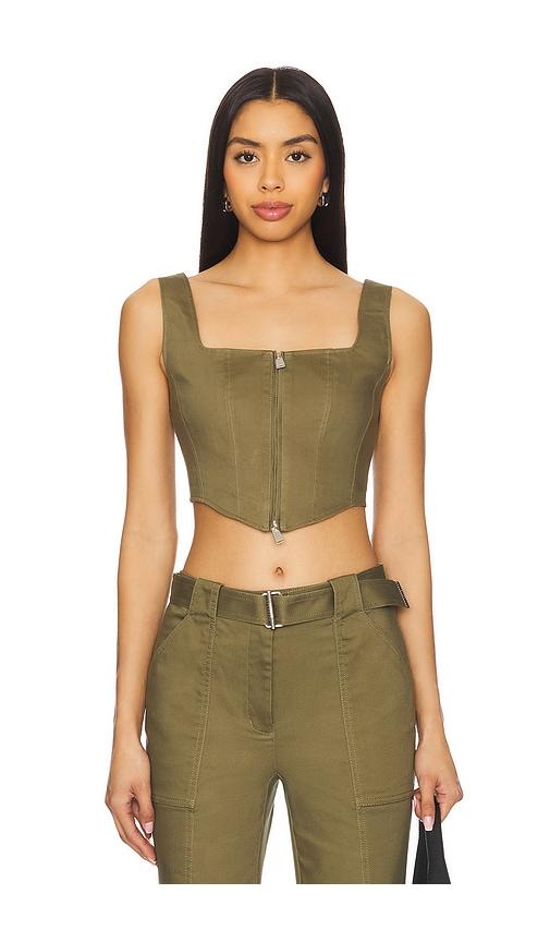 SIMKHAI Kateri Bustier Top in Army by SIMKHAI