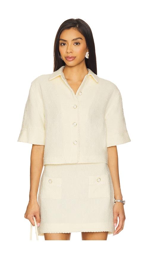 SIMKHAI Khloe Short Sleeve Button Down Top in Ivory by SIMKHAI
