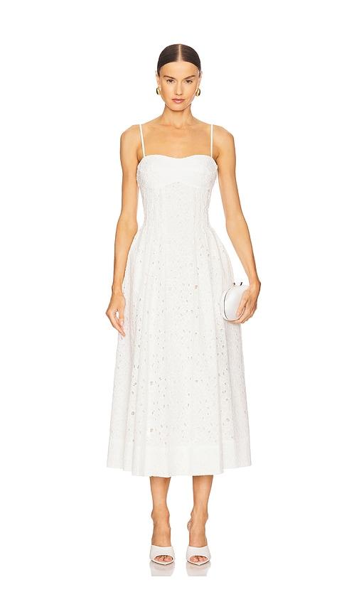 SIMKHAI Kittiya Midi Dress in White by SIMKHAI