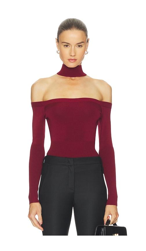 SIMKHAI Lila Cold Shoulder Top in Burgundy by SIMKHAI SIMKHAI Lila Cold Shoulder Top in Burgundy by SIMKHAI