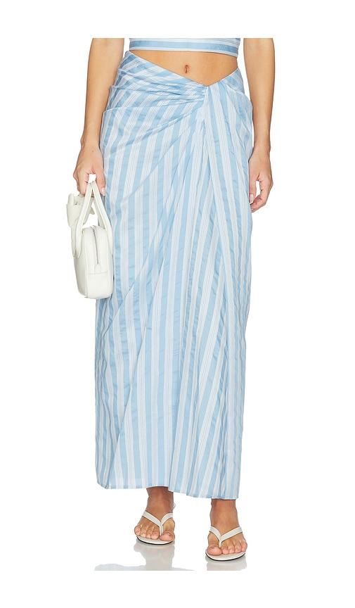 SIMKHAI Liorra Yarn-dye Draped Skirt in Baby Blue by SIMKHAI