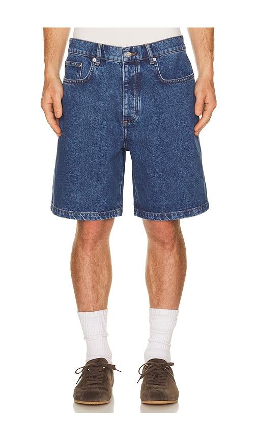 SIMKHAI Lorcan Denim Shorts in Blue by SIMKHAI