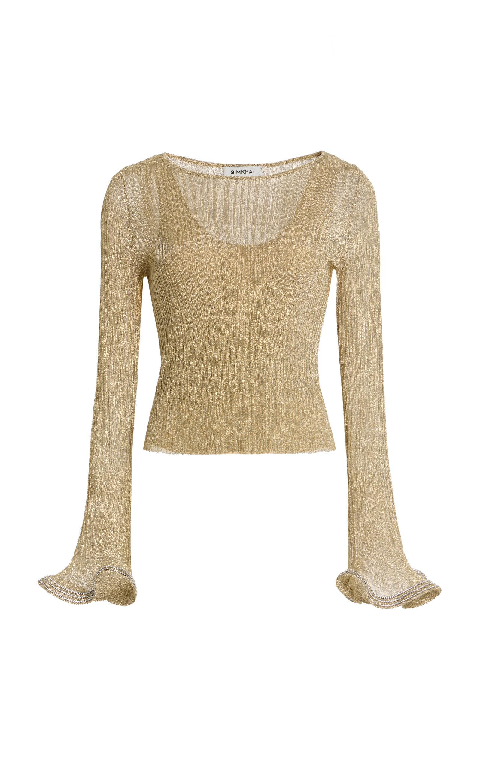 SIMKHAI Maebry Metallic Plisse Top - Moda Operandi by SIMKHAI
