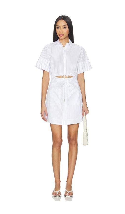 SIMKHAI Marcy Cotton Mini Shirt Dress in White,Blue by SIMKHAI