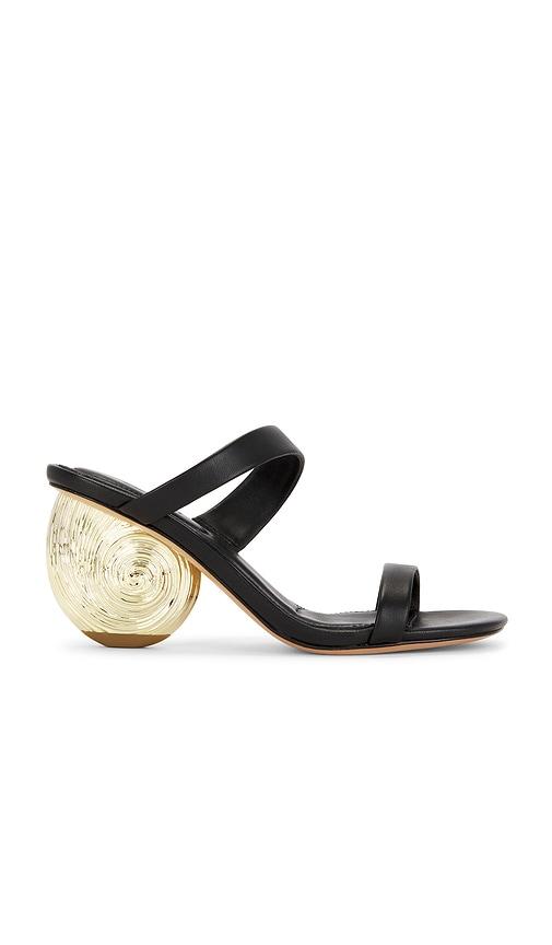 SIMKHAI Marion Metallic Leather Shell Heel in Black by SIMKHAI