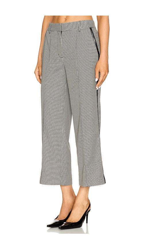 SIMKHAI Miki Cropped Button Hem Pant in Black,White by SIMKHAI