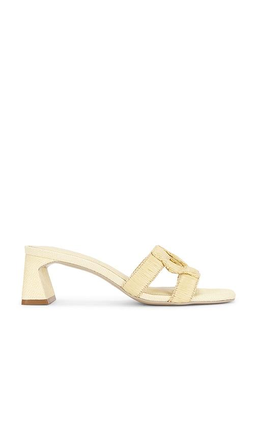 SIMKHAI Monogram Raffia Block Heel in Neutral by SIMKHAI