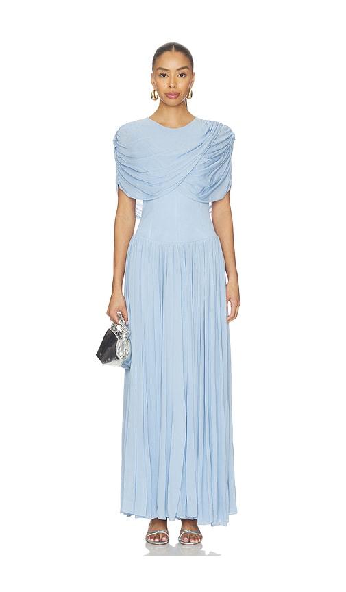 SIMKHAI Nancie Cape Midi Dress in Blue by SIMKHAI