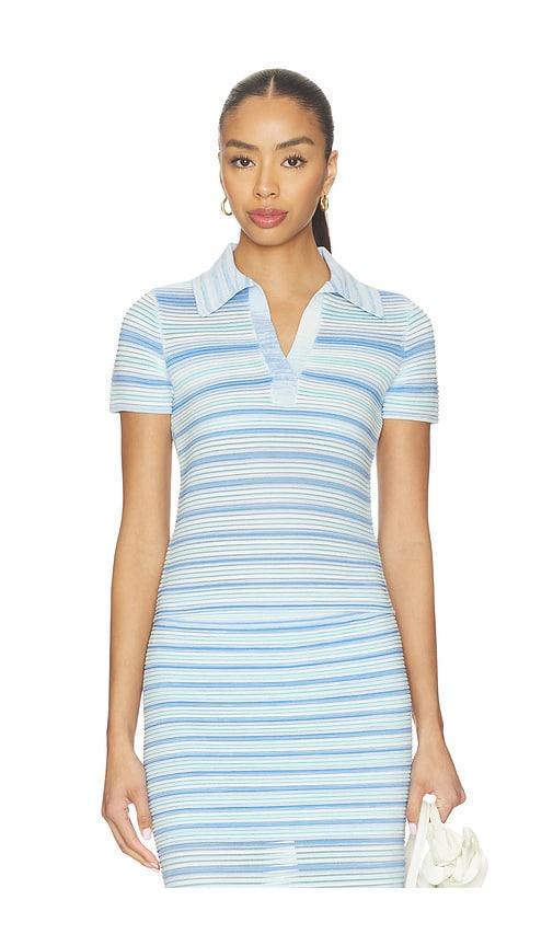 SIMKHAI Paxton Knit Polo in Blue by SIMKHAI
