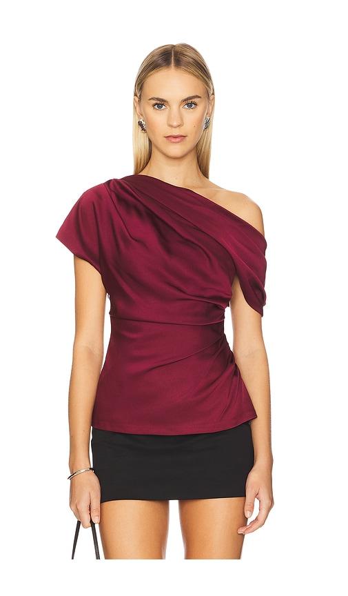 SIMKHAI Phoebe Draped Top in Red by SIMKHAI