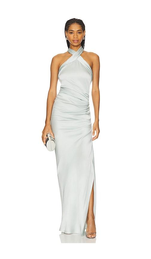 SIMKHAI Sarabella Halter Neck Dress in Baby Blue by SIMKHAI