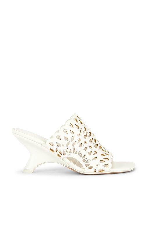 SIMKHAI Shadow Mule Laser Cut Leather Sandal in Cream by SIMKHAI