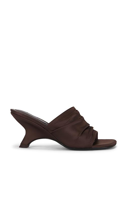 SIMKHAI Shadow Mule Satin Sandal in Brown by SIMKHAI
