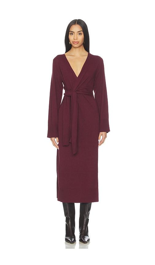SIMKHAI Skyla Wrap Dress in Wine by SIMKHAI