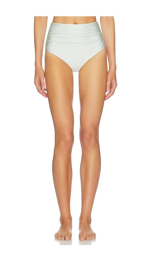 SIMKHAI Teya High Waisted Ruched Bikini Bottom in Mint by SIMKHAI