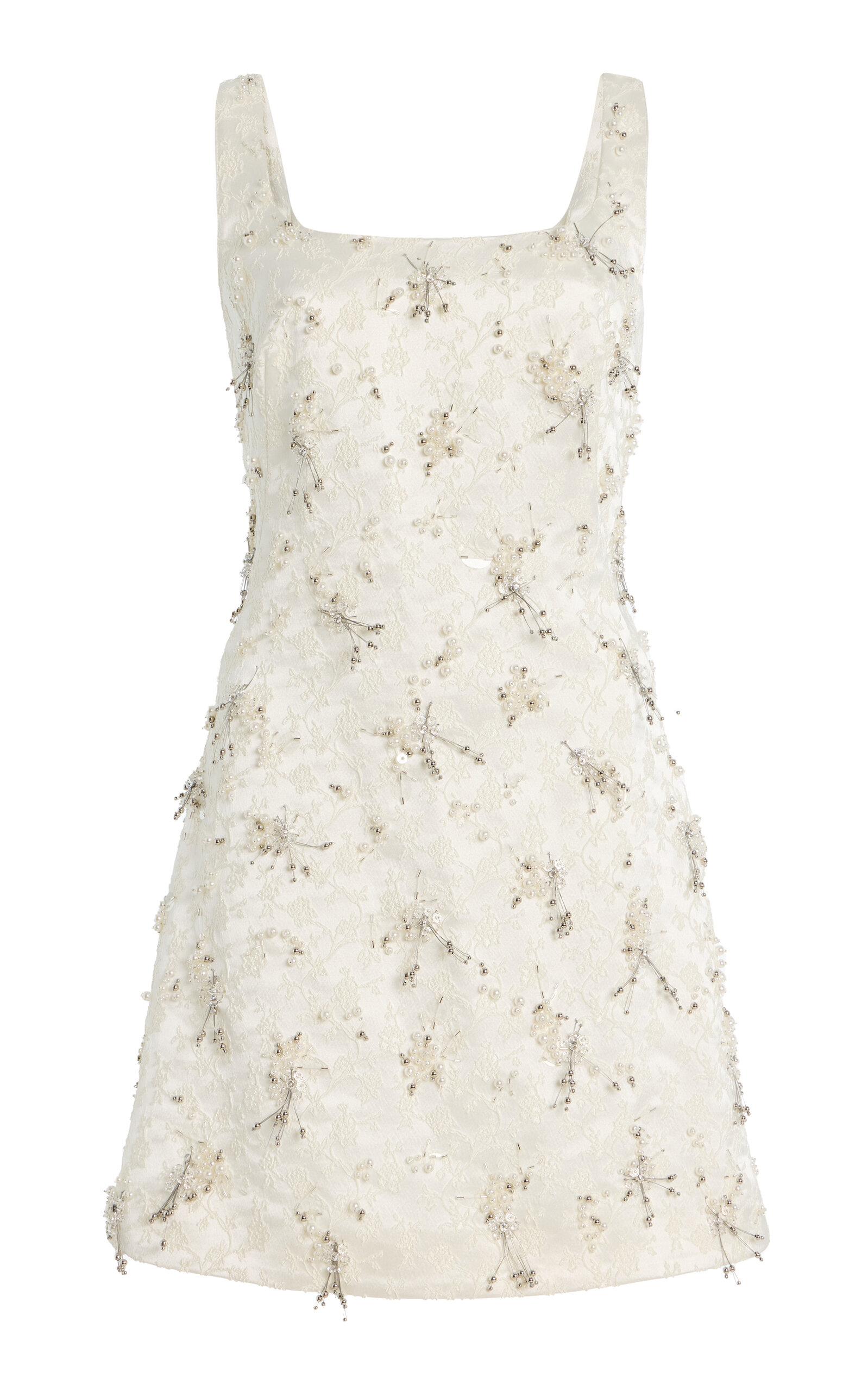 SIMKHAI Viva Embellished Floral-Embroidered Satin Mini Dress - Moda Operandi by SIMKHAI