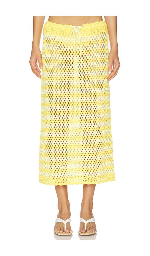 SIMKHAI Welles Crochet Midi Skirt in Yellow by SIMKHAI
