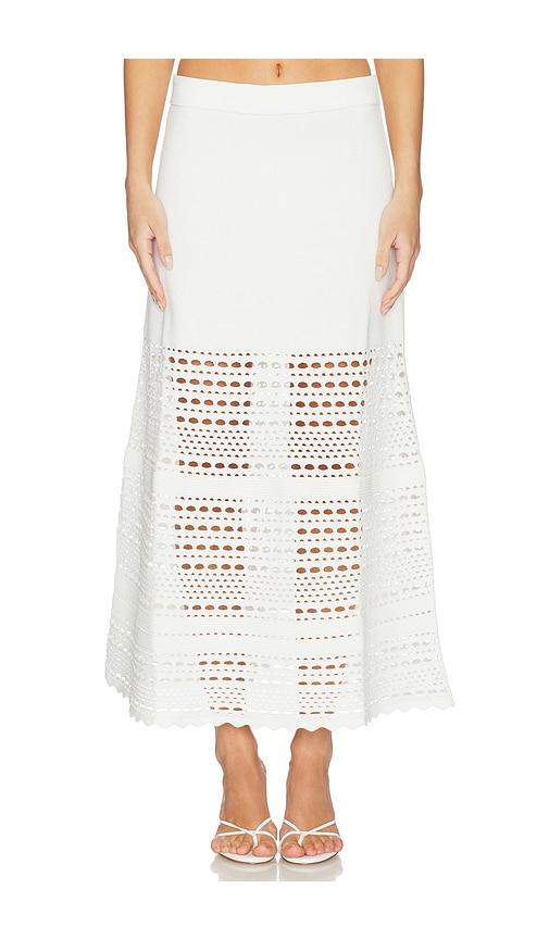 SIMKHAI Westly Open Stitch Knit Skirt in Ivory by SIMKHAI