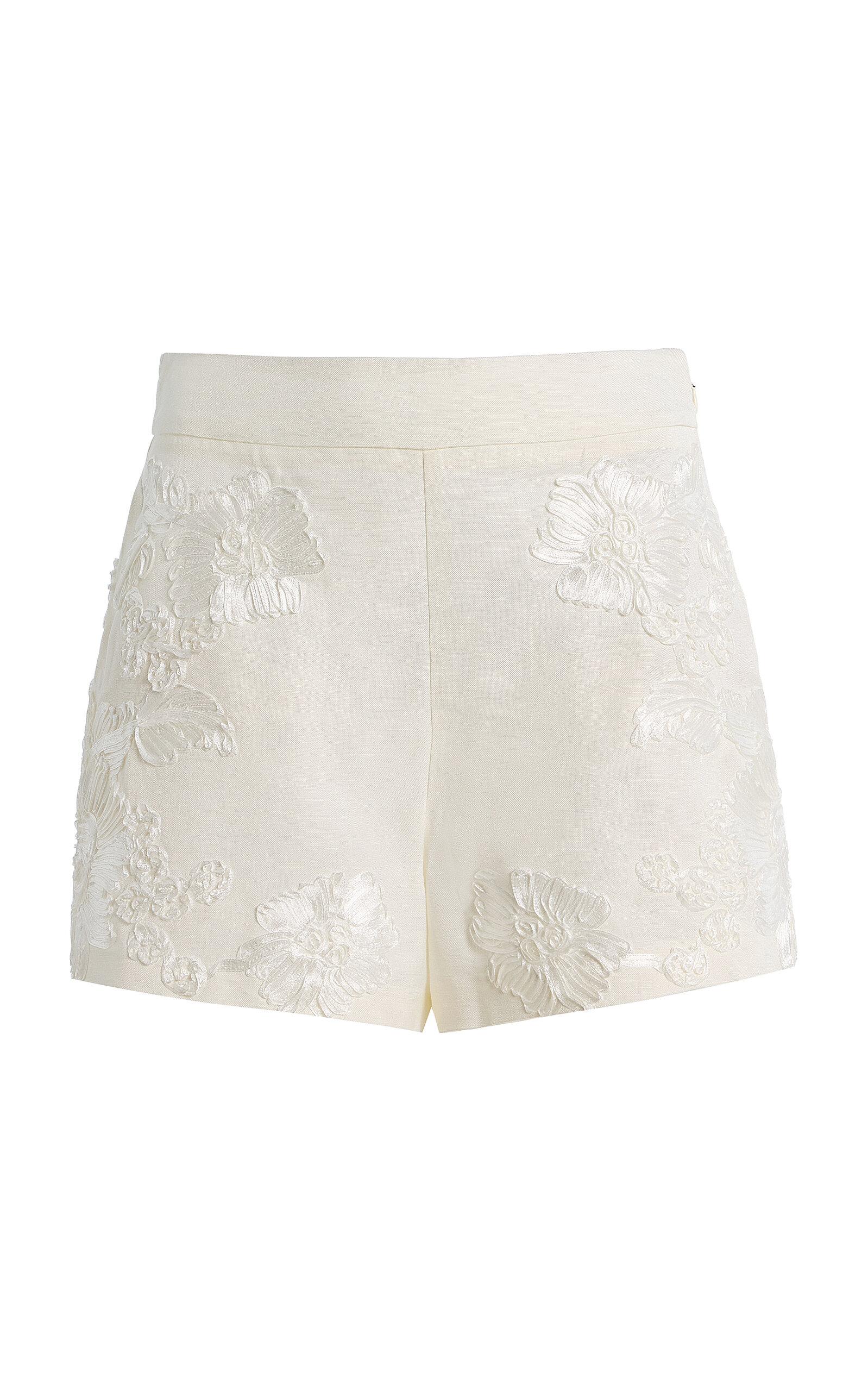 SIMKHAIammie Embroidered Linen-Blendhorts - Moda Operandi by SIMKHAI