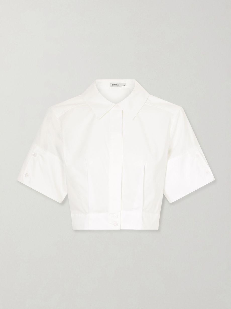 Sabrina cropped pleated cotton-blend poplin shirt by SIMKHAI