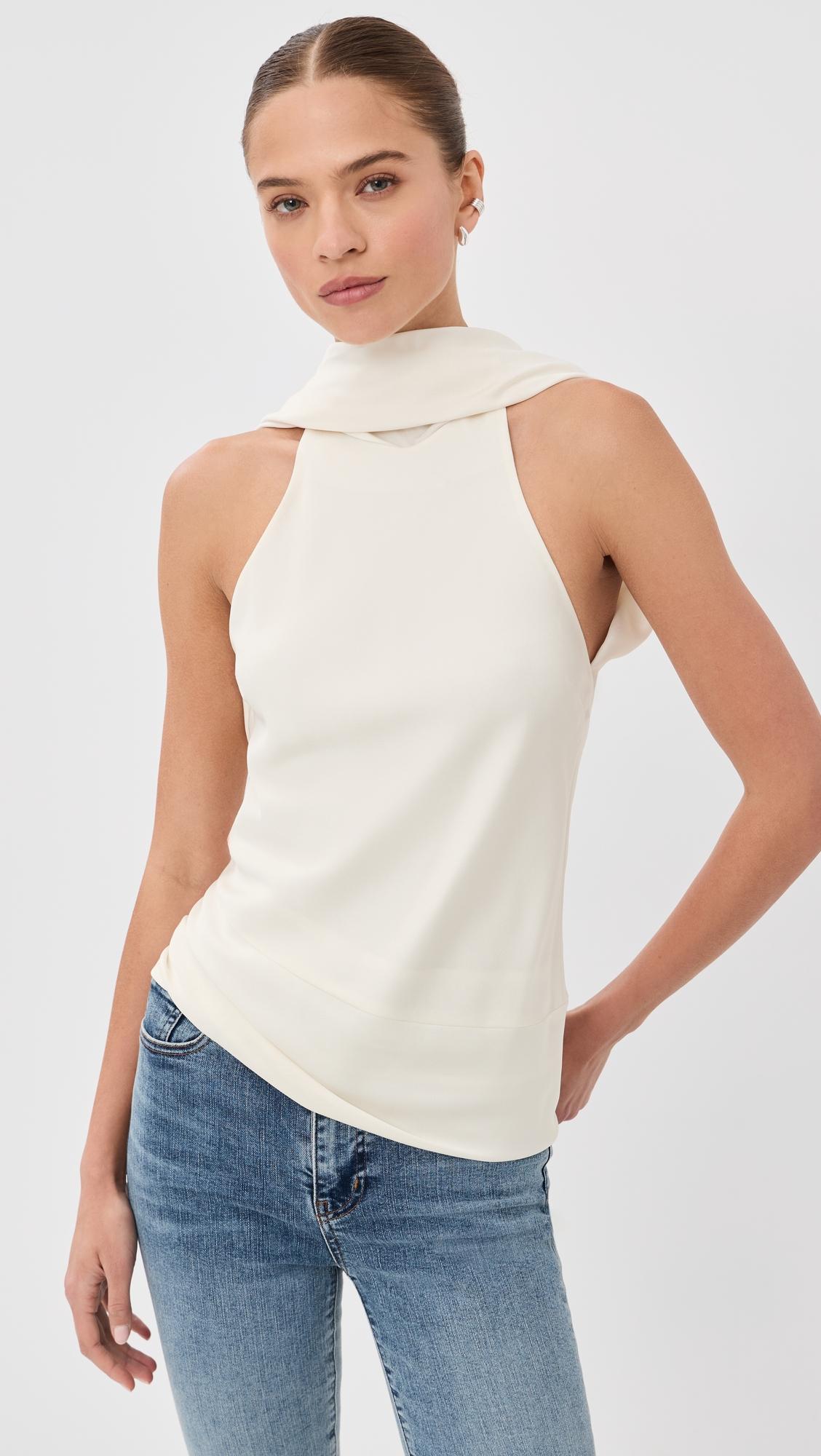 Samira Satin Cape Top by SIMKHAI