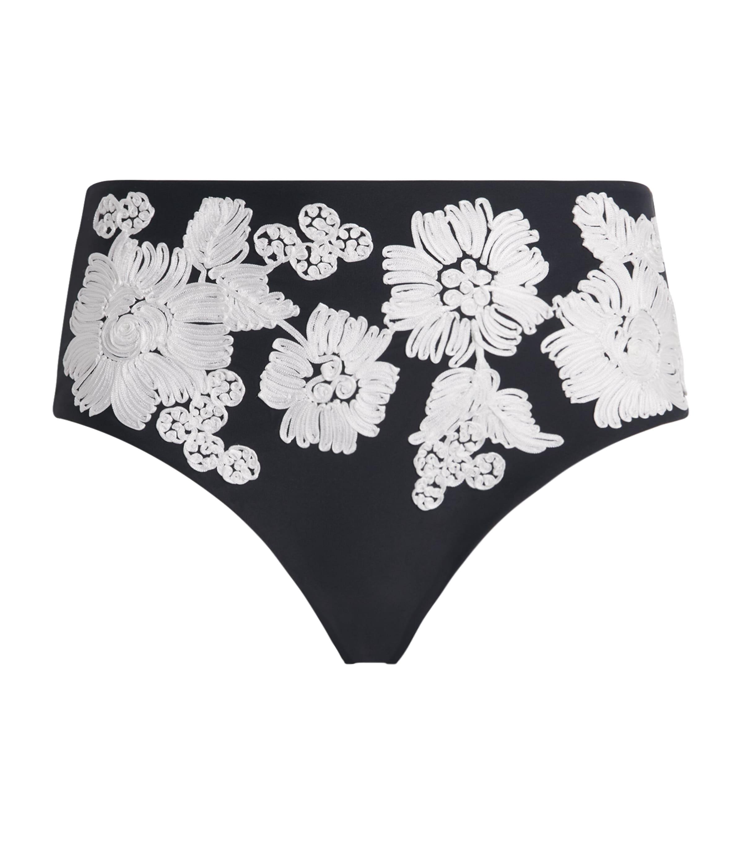 Simkhai Embroidered Francie High-Rise Bikini Bottoms by SIMKHAI