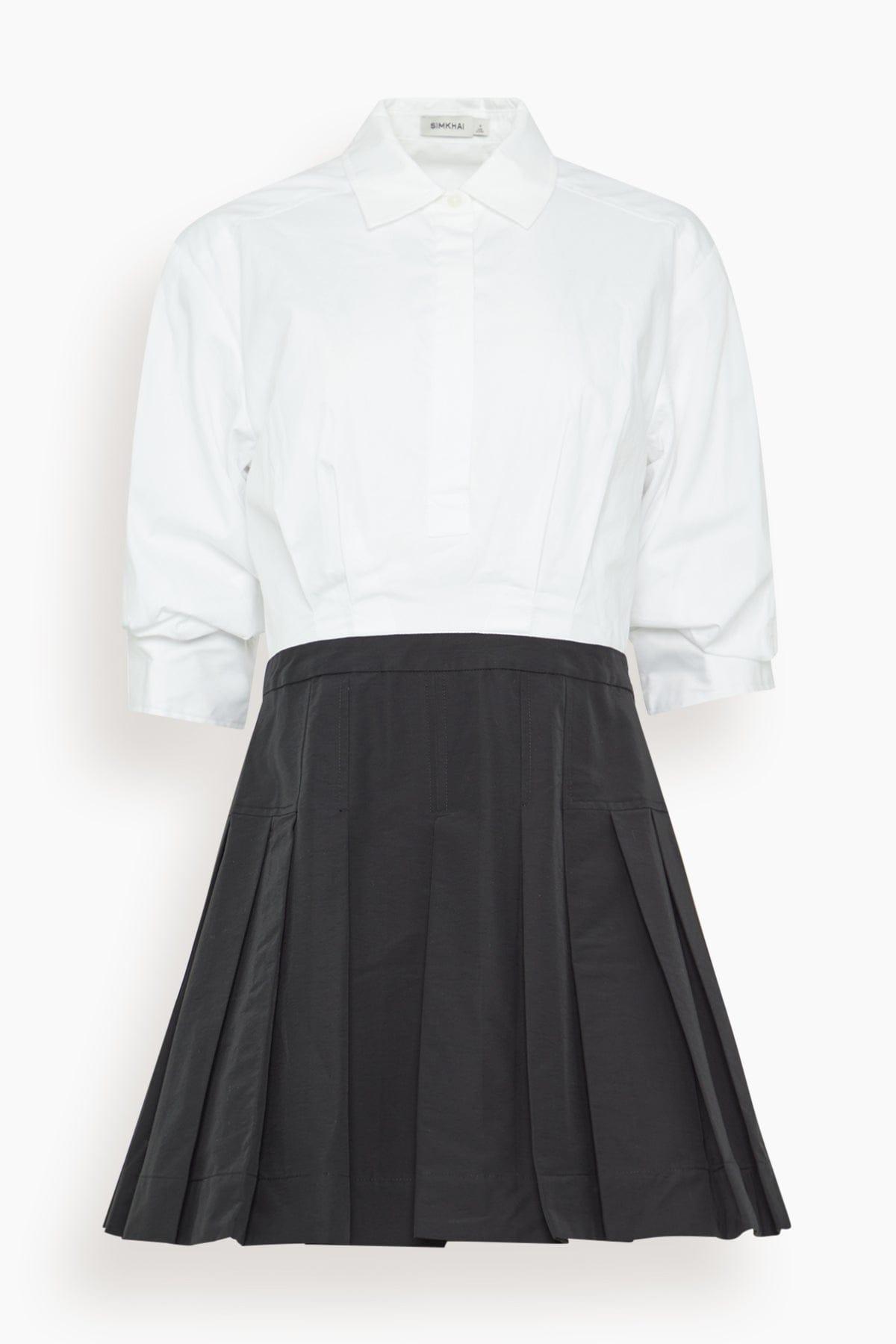 Sinclair Short Sleeve Combo Mini Dress in White Multi by SIMKHAI