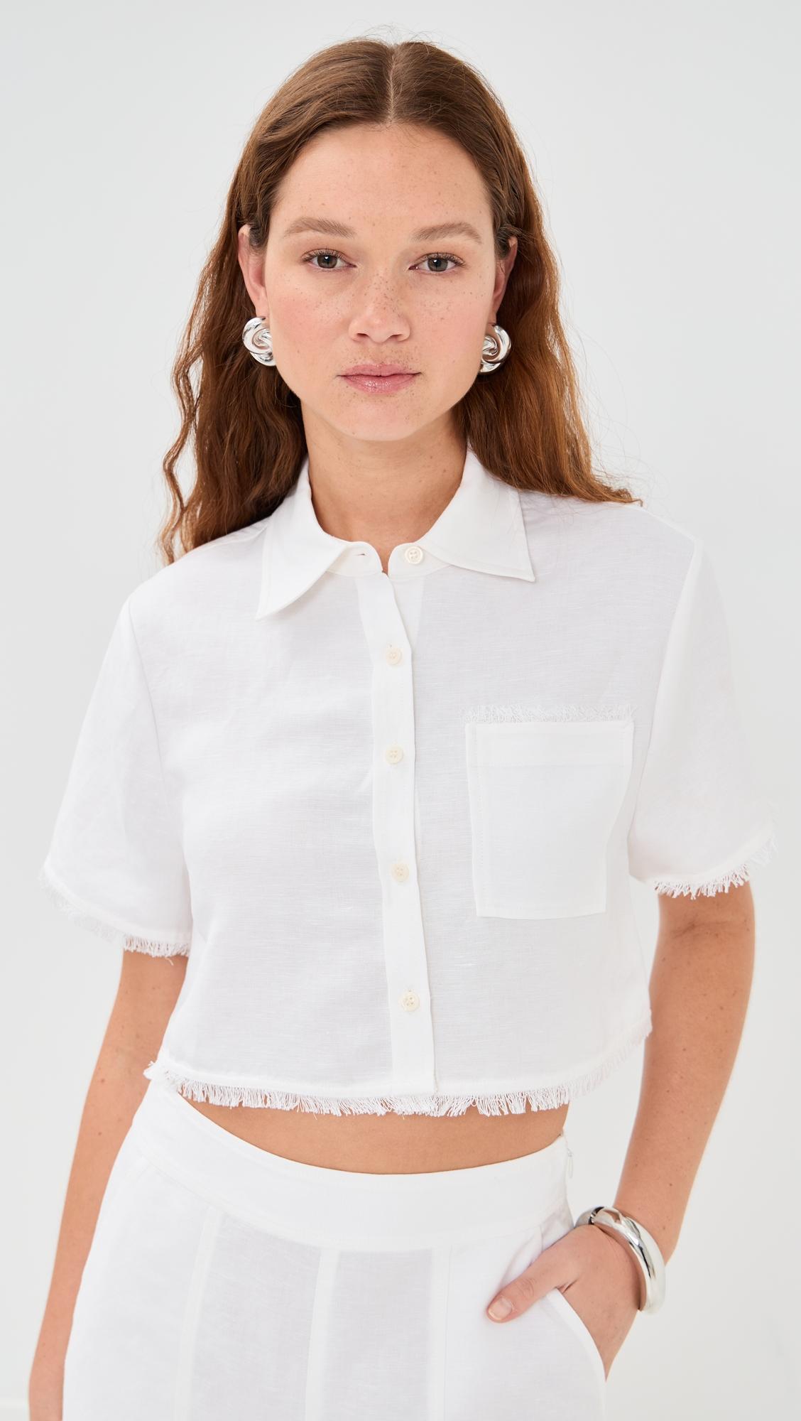 Solange Short Sleeve Cropped Shirt by SIMKHAI