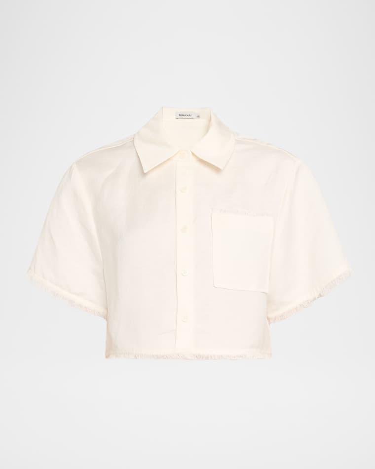 Solange Short-Sleeve Cropped Shirt by SIMKHAI