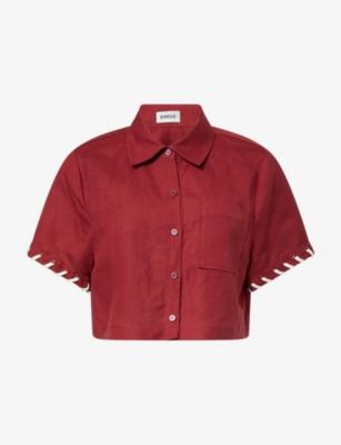 Stitch Cropped Linen-Blend Shirt by SIMKHAI