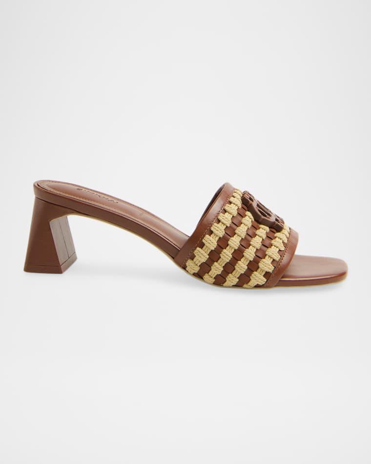 Sydney Rope Woven Leather Block-Heel Sandals by SIMKHAI
