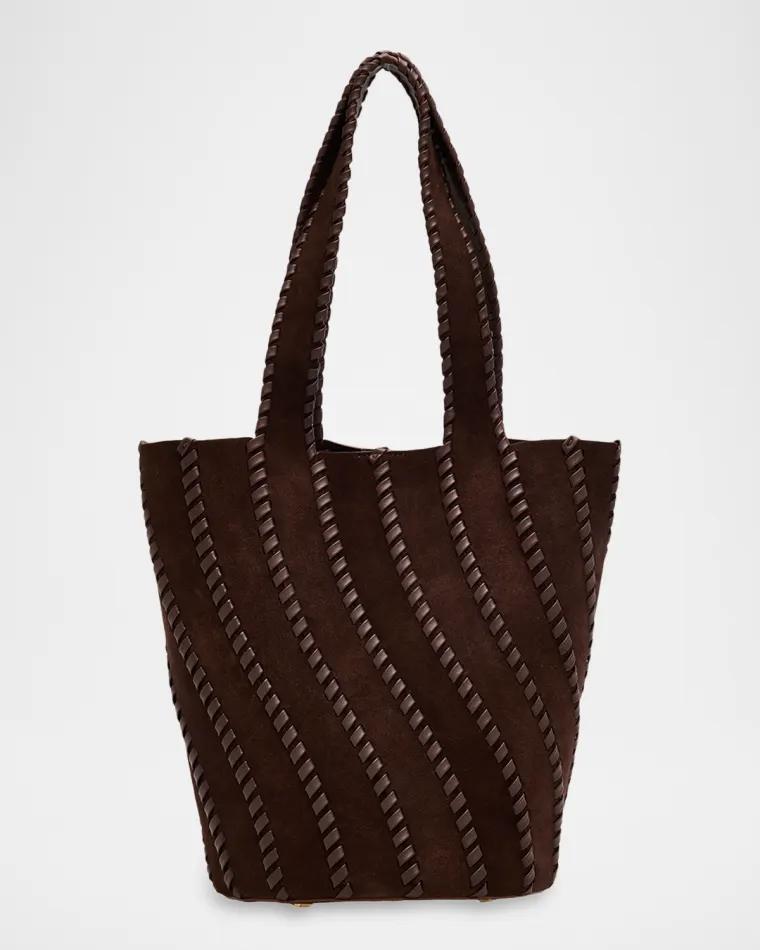 Talia Leather Whipstitch Suede Bucket Bag by SIMKHAI