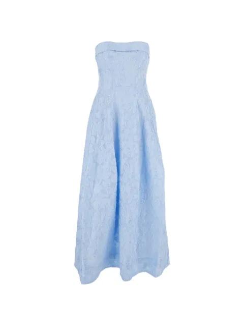 Valeria floral-jacquard strapless midi dress by SIMKHAI