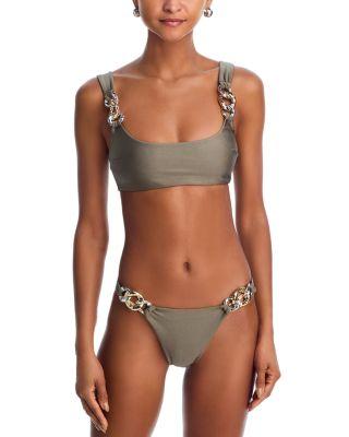 Wilda Scoop Neck Bikini Top & Athens Side Chain Bikini Bottom by SIMKHAI