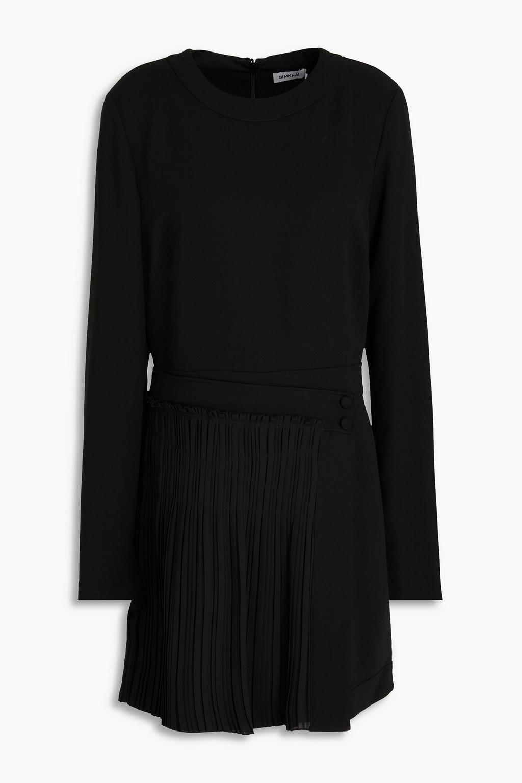 Zabelle pleated crepe and georgette mini dress by SIMKHAI