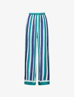 Zuna Striped Straight-Leg Silk-Blend Trousers by SIMKHAI