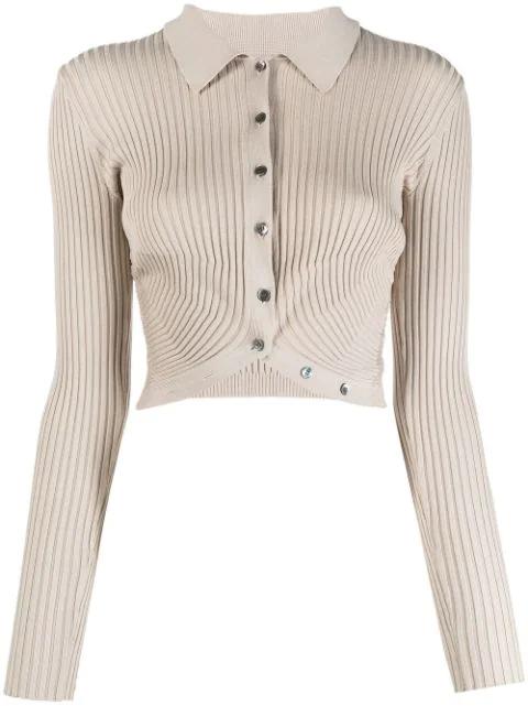 button-up ribbed knitted top by SIMKHAI