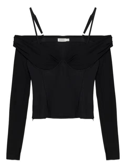 draped off-shoulder top by SIMKHAI