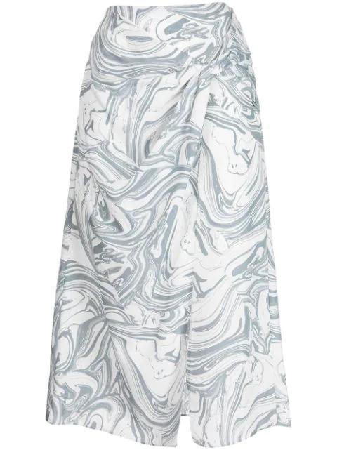 izabella marble-print midi skirt by SIMKHAI