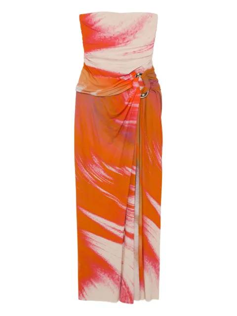 marble-print strapless top by SIMKHAI