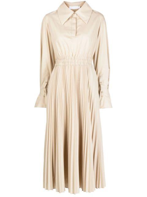 oversized-collar pleated shirt dress by SIMKHAI