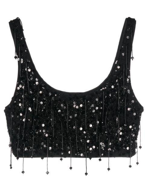 paillette-embellished cropped tank top by SIMKHAI