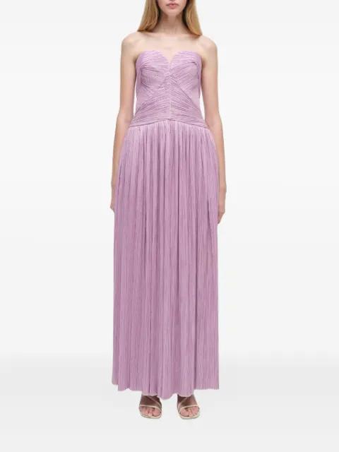 pleated strapless midi party gown by SIMKHAI