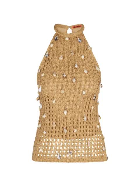 Bahi shell-embellished crochet top by SIMON MILLER