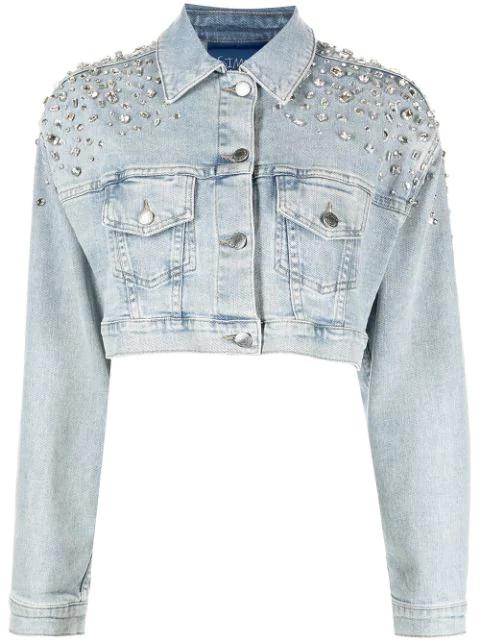Izar Sparkle crystal-embellished denim jacket by SIMON MILLER