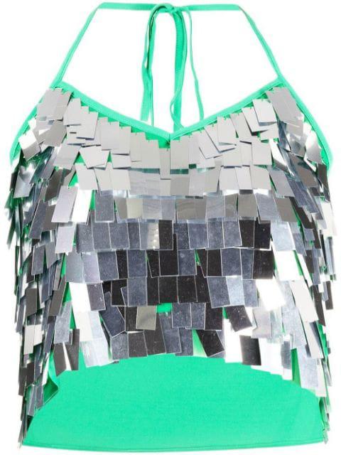 Tipsy sequin-embellished cropped top by SIMON MILLER